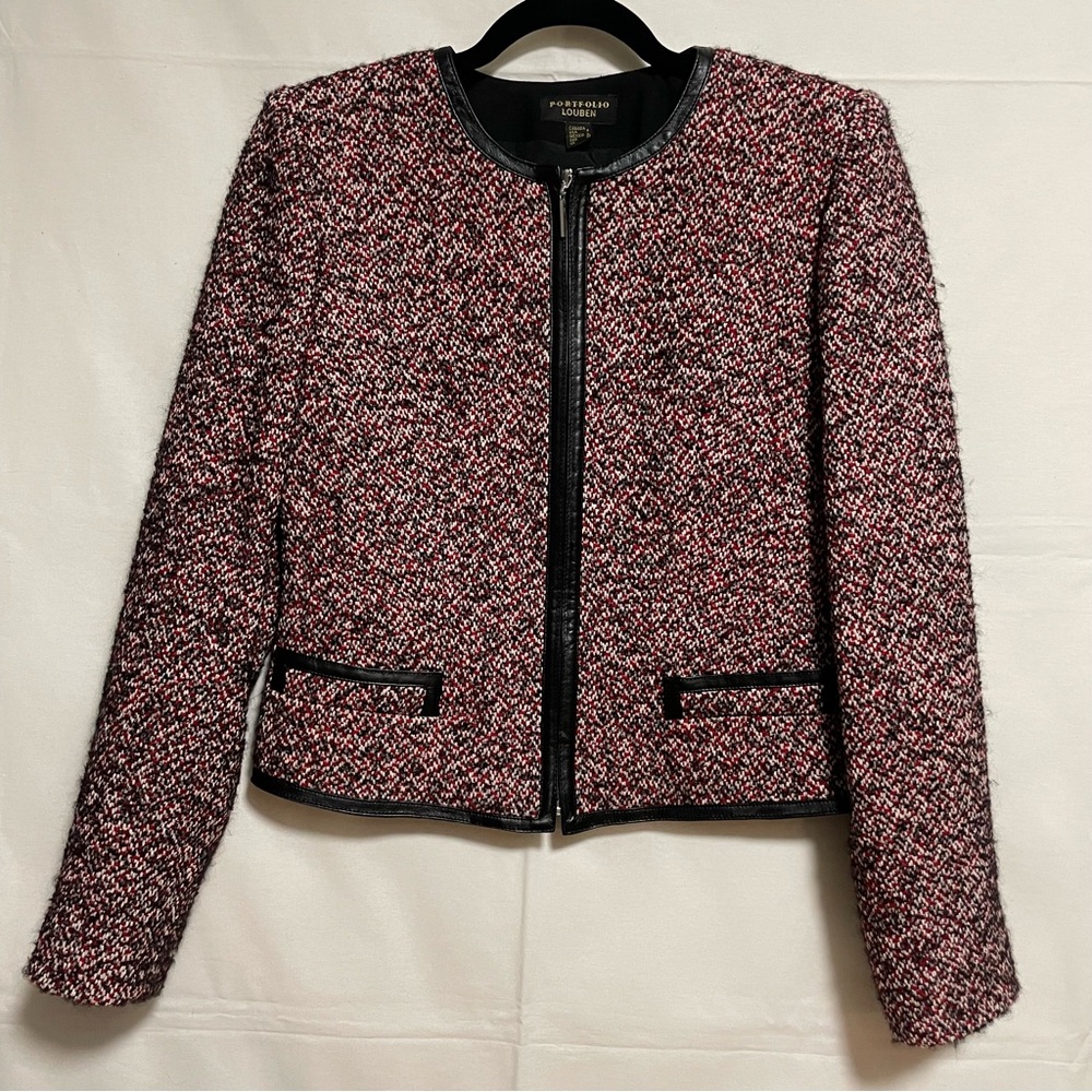 PORTFOLIO LOUBEN ZIP UP BLAZER WOOL COTTON MOHAIR ALPACA POLIAMIDE BLEND SIZE 8